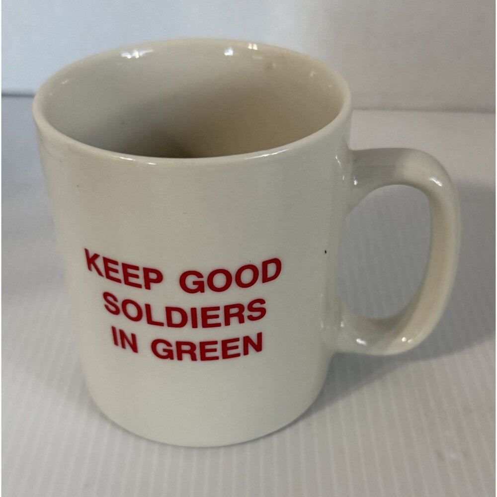 Army Engineer Center Ceramic Mug With Red Logo & "Keep Good Soldiers In Green" - Picture 3 of 8
